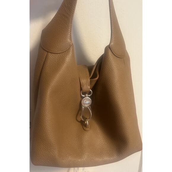 Dooney & Bourke Handbags - Dooney & Bourke Caramel Leather Pebble Grain Small Logo Lock Sac Hobo Bag